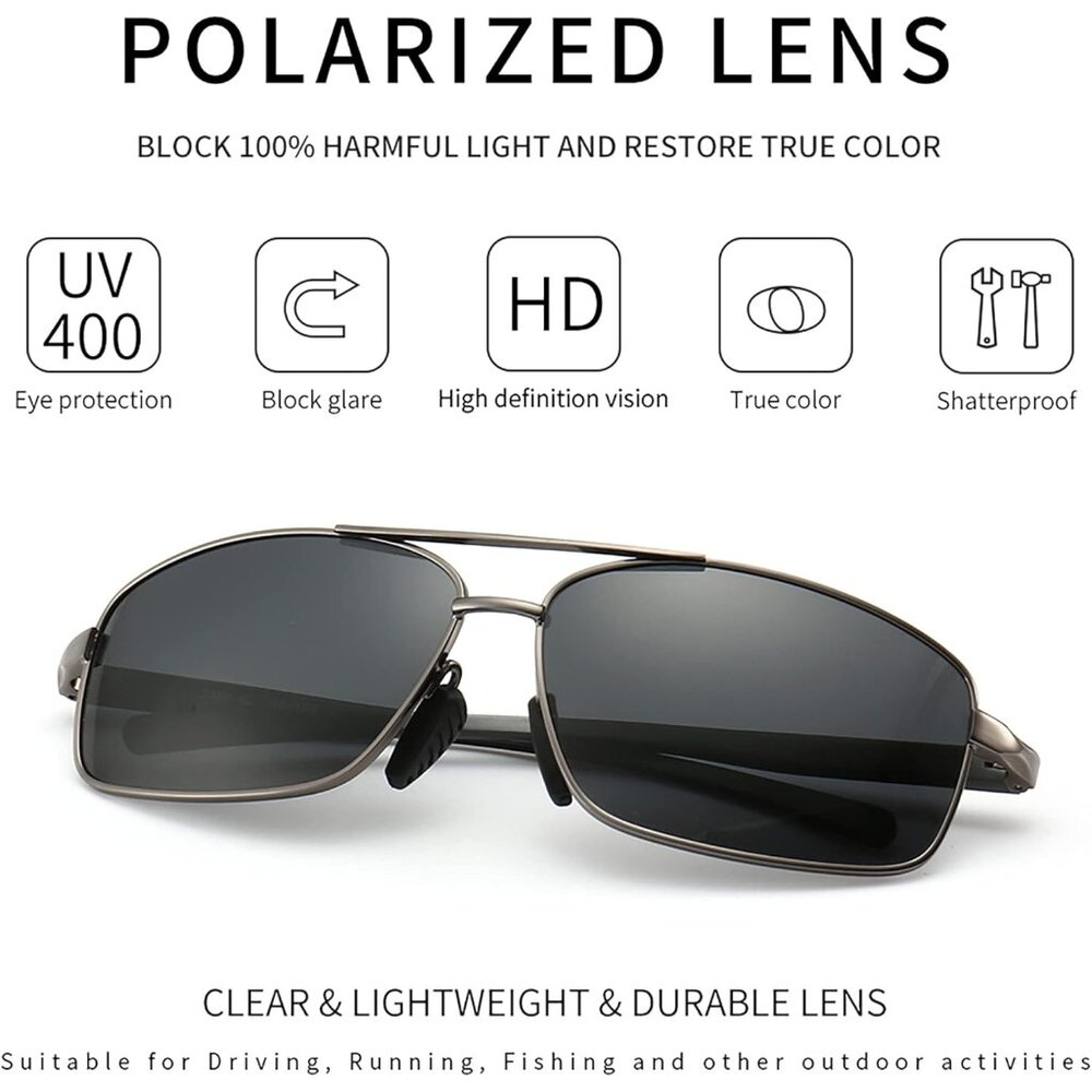 HD Polarized Rectangular Sunglasses - Unbreakable… - image 2